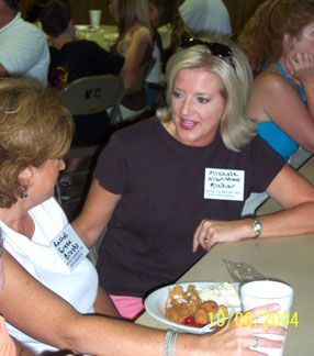 Michelle and Rachel catch up on things during lunch