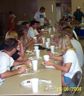 The lunch menu was: Fried fish, fries, coleslaw, hushpuppies, with cake for desert